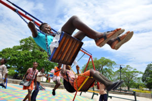 Children playing at Limonade plaza, Haiti. Improving the quality of life for citizens is at the heart of smart city projects. Photo credit: Kendra Helmer/USAID.